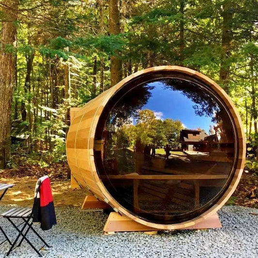 Outdoor Sauna Room 4-10 People Wood Stove Electric Stove Far Dry Steam Function Hemlock Bath Sauna Villa